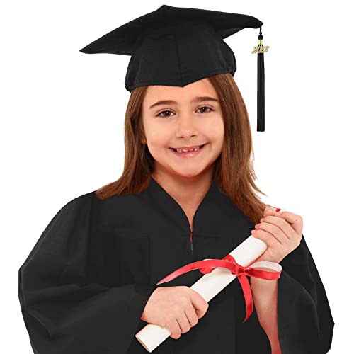 Toddler Baby Infant Girl Boy Preschool and Kindergarten Graduation Cap, Gown, Tassel, and 2023 Charm Sets Set for Kids Black