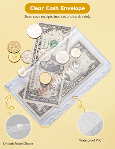 Image of A6 Budget Binder for Money Saving, PU Leather Budget Planner with 8 Cash Envelopes, Budget Sheets & Rose Gold Category Stickers, Money Organizer for Cash (Black Sunflower)