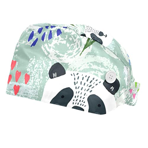 Casquette de travail fleurs de pandas mignons chapeau unisexe 2 pièces