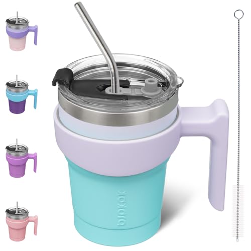 Image of BJPKPK 10 oz Mini Tumbler with Lid, Straw & Handle, Insulated Steel Cup