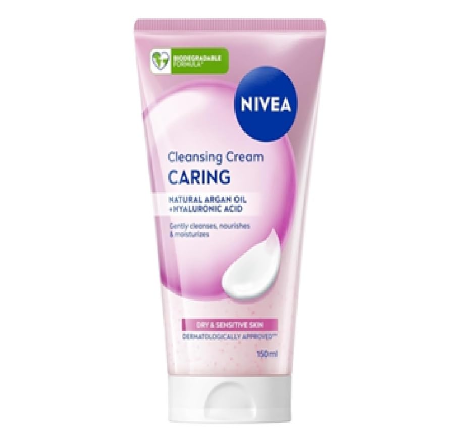 NIVEA Gentle Face Cleansing Cream Wash für trockene & empfindliche Haut (150 ml), Sensitive Peeling Face Wash, Sanfte und Pflegende Gesichtswäsche, Cleanser mit Mandelöl