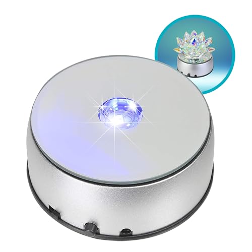 ASENTE 4 LED Rotating Display Stand - Glass Sculpture Light Base and Lighted Base for Glass Art - Light Display Base - LED Display Base w/ Color Changing Lights
