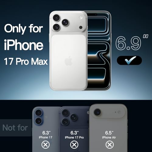 Image of JETech Case for iPhone 17 Pro Max 6.9-Inch, Non-Yellowing Shockproof Phone Bumper Cover, Anti-Scratch Clear Back (Clear)