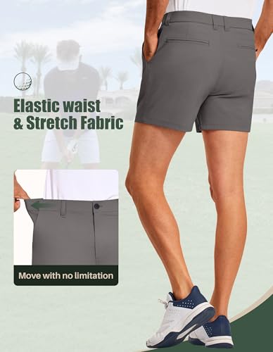 Image of PULI Golf Shorts Men 5 Inch Inseam Stretch Casual Dress Shorts with Pockets Waterproof Lightweight Quick Dry