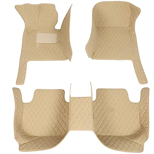 FCOLTIFQ Auto Leder FußMatten Für Mercedes EQS SUV 2022-2024 X296, wasserdichte Automatten Vollständige Abdeckung rutschfeste Vorderseite und Rückseite FußMatten Teppiche Autozubehör,H/Beige