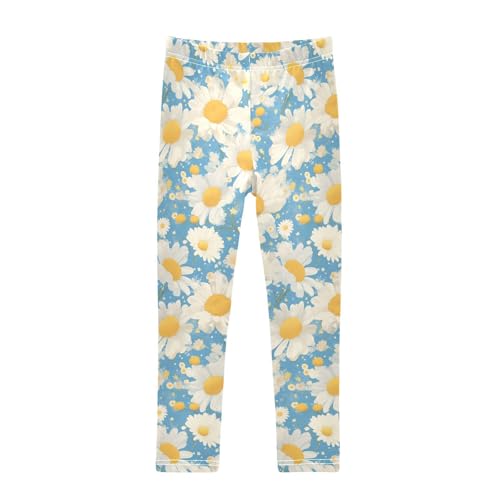 Polka Dots and Tender Chamomile Flowers Kids Girl's Basic Leggings Fashion High Waisted Dance Pants Sports