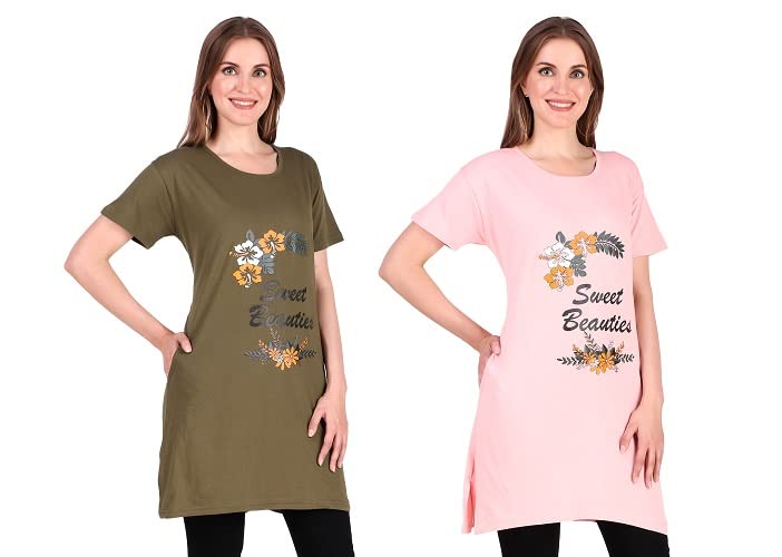 trike Ladies Long Printed Round Neck Women Polo T-Shirt Combo Pack of 2-picture-34