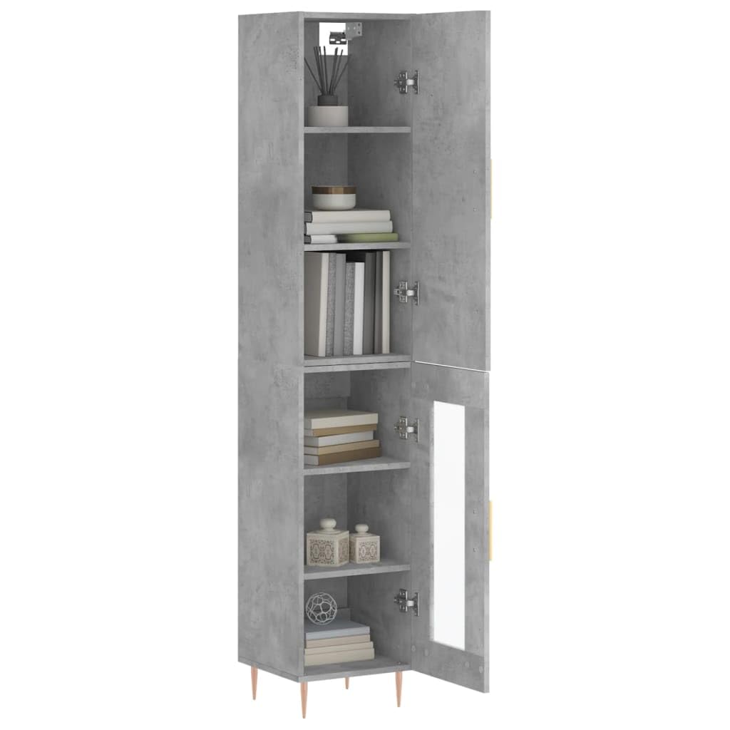 Armadio Highboard grigio cemento, 34,5 x 34 x 180 cm, in legno