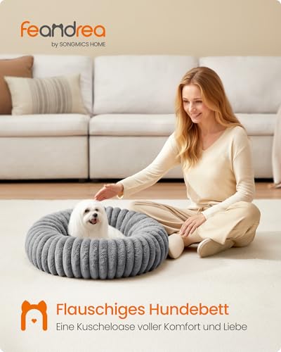 Feandrea Hundebett, 60 cm Durchmesser, waschbar, weiche Polsterung