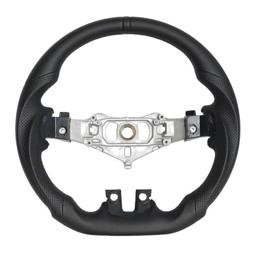 JIANGGAI Full Leather Steering Wheel, D-shaped Perfoated Leather Grip Steering Wheel Fit For Dodge Charger/Challenger 2011-2014