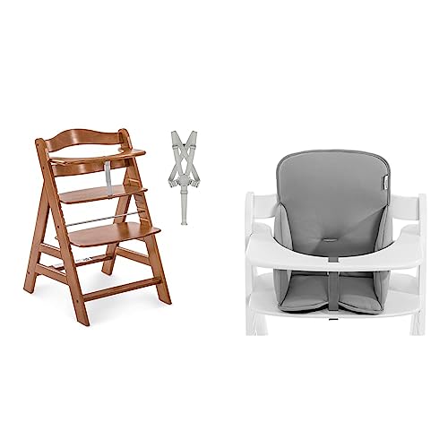 Hauck Kinder Hochstuhl Alpha+ - Mitwachsender Holz Babystuhl (FSC zertifiziert) & Alpha Cosy Comfort Sitzverkleinerer ab 6 Monate