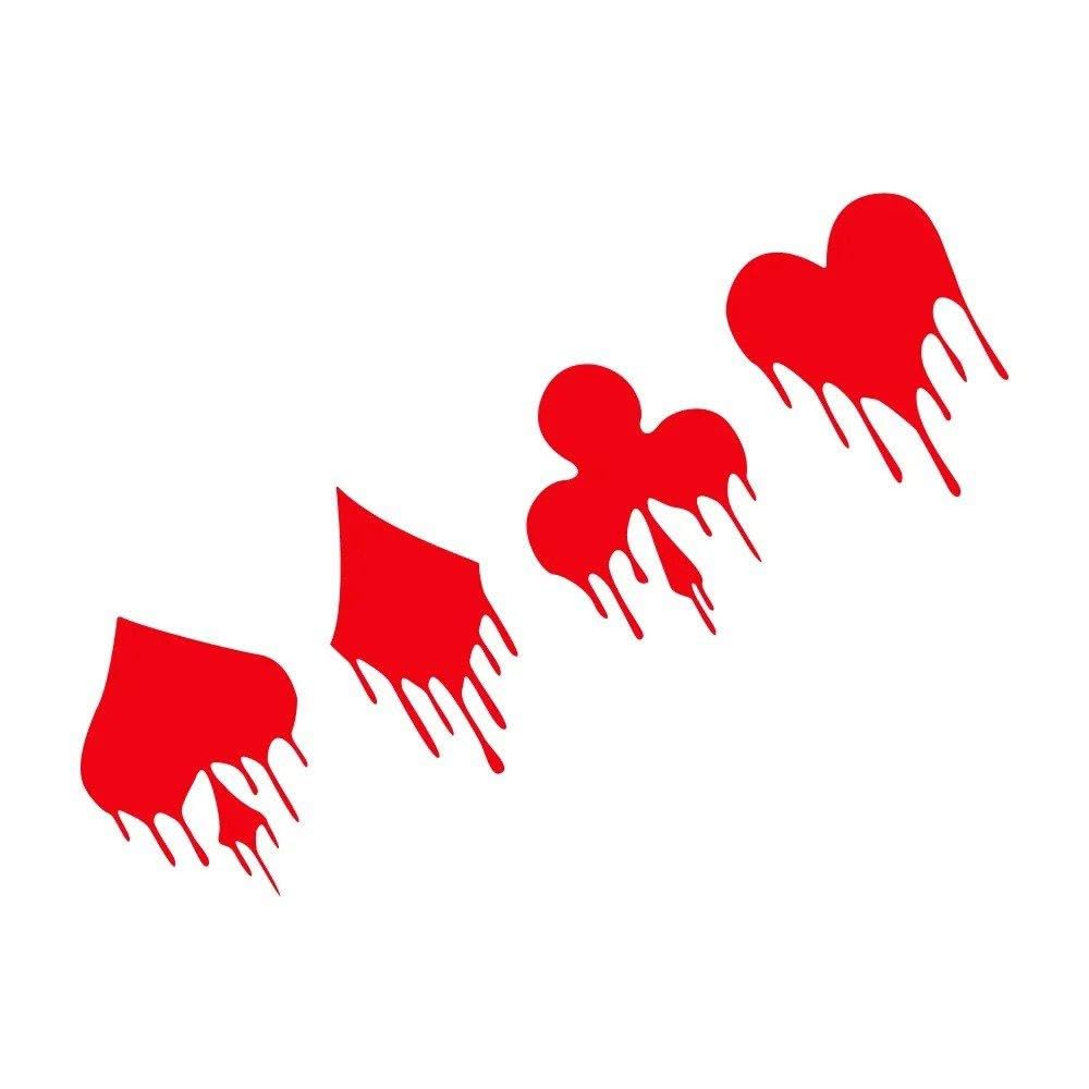 Auto Accessory Fashion Classic Modern Poker Pattern Decals Motorcycle Car Sticker Casino Poker Games(Glossy Red,1 Set)