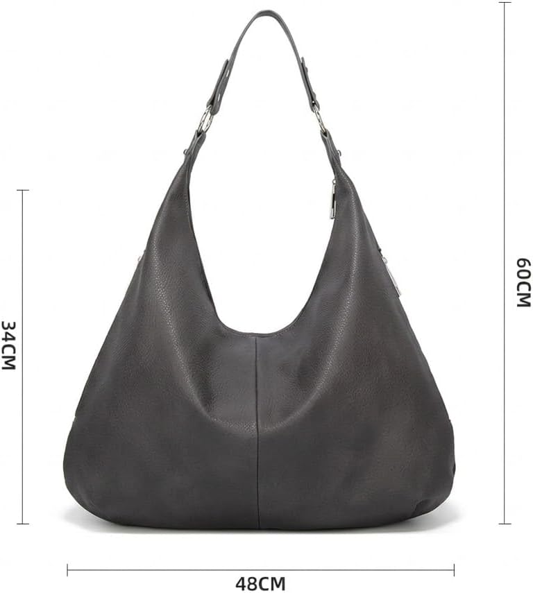 Women’s PU Leather Hobo Shoulder Bag Large Capacity Slouchy Handbag Soft Casual Everyday Purse