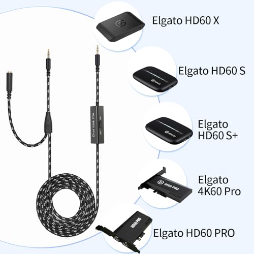 Image of HD60 S+ Chat Link Pro Cable Replacement for Elgato Capture Cards - Compatible with Elgato HD60 X, HD60PRO, Chat Adapter for Nintendo Switch, Xbox One and PS5 - Includes in-Line Audio Isolator