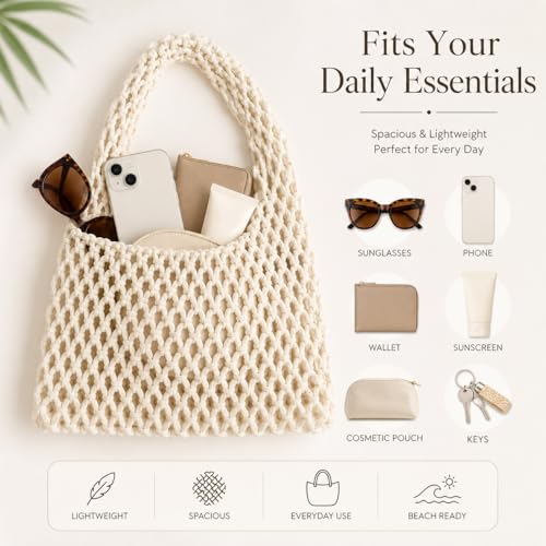 Bolso playero para mujer tejido al crochet miniatura 3