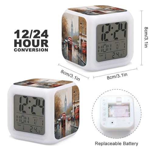Reloj despertador LED personalizado con 7 colores como regalo ideal para personas y dormitorios 3