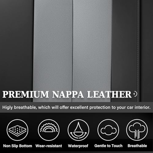 Image of Coverado Rear Bench Car Seat Covers, Car Rear Seat Covers, Nappa Leather Back Seat Cover, Automotive Seat Covers Seat Cushion Cover Universal Fit for Most Cars Sedan SUV Pickup Truck, Black&Gray