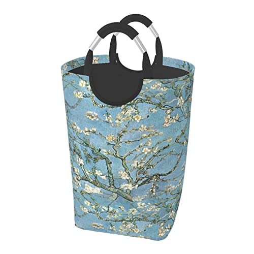 枝アーモンドの木の花 ット ハンドル付き 洗濯かご おもちゃ 収納オーガナイザー 折りたたみ式バケツ 洗濯箱 汚れた衣類バッグ 自宅 バスルーム 寝室 寮用