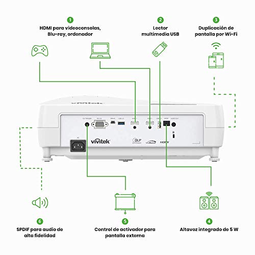 Vivitek-HK2200-proyector-de-Cine-en-casa-Compacto-4K-UHD-HDMI-USB-Espejo-inalambrico-Chromecast-hasta-300-Diagonal-2000-lumenes-Altavoces-Integrados