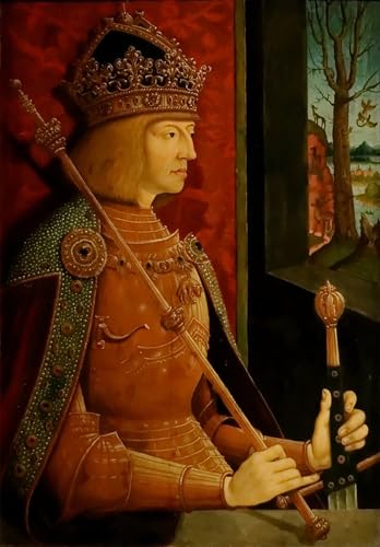 Cuadro Maximiliano I de Bernhard Strigel: lienzo decorativo de historia para oficina 60x90cm