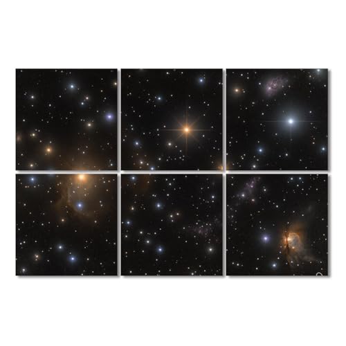 6 Pack Paneles Acústicos Decorativos con Diseño de Galaxias y Constelaciones, Absorbentes de Sonido, Autoadhesivos, 72"x48" miniatura 1