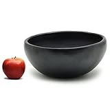 Black Clay Serving Bowl for Salad/Soup/Fruit/Pasta (Medium), Handmade in La-Chamba Colombia, Toxin...