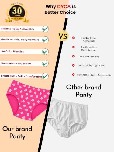 Image of DYCA by Bodycare Girls Cotton Briefs, Soft & Breathable Panties, Pack of 6, Print & Colour May Vary