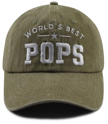 Image of World's Best Pops Hat for Men, Funny Adjustable Cotton Embroidered Papa Baseball Cap