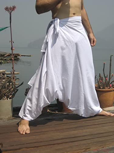 RaanPahMuang Warm Thick Mixed Cotton Side Tie Aladdin Baggy Mao Pants2