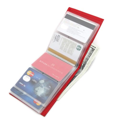 RFID Premium Leather Scan Card Holder Proof Hipster Wallet, Multifunctional and Multi-Card, Ultrathin and Extraordinary (RED)2