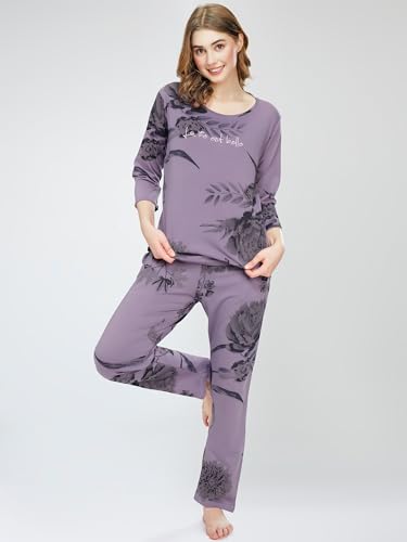 Image of ZEYO Night Suit for Women's Printed Cotton Night Dress of Top and Pajama Set (Available in Plus Size)