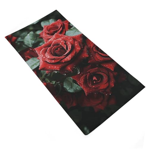 Serviette de bain rose rouge microfibre absorbante séchage rapide 72x35cm - 4