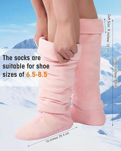 Syhood Boot Liner for Women Winter Socks Warm Fleece Socks for Thermal Rain Boot Liner for Women Hiking Winter(Pink) - Thumbnail 3