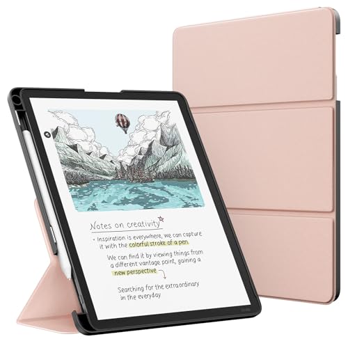 Image of MoKo Stand Case for 11 inch Kindle Scribe (3rd Generation -2025) & Kindle Scribe Colorsoft (1st Generation 2025) - Premium Leather Trifold Stand Cover with Pen Holder, Auto Sleep /Wake, Rose Gold