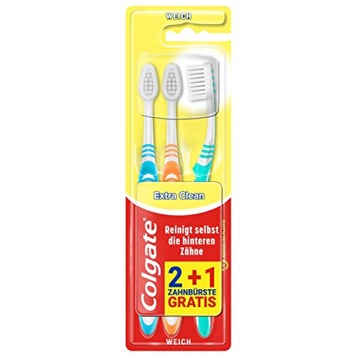 Preisvergleich Produktbild Colgate Zahnbürste Extra Clean weich, 3 Stück, reinigt selbst die hinteren Zähne