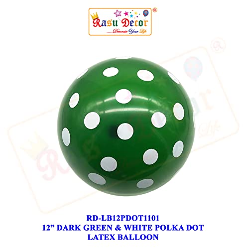 Image of RasuDecor 20 Pieces 12 inch Polka Dot Latex Balloon Dark Green and White Dot Colorful Balloons, 12 Inch Latex Polka Dots Balloons for Kids Women Men Birthday Easter Engagement Wedding, Halloween Party Supplies Decor #RasuImpex (20Pcs 12 inchPolkaDotDGreenWhite)