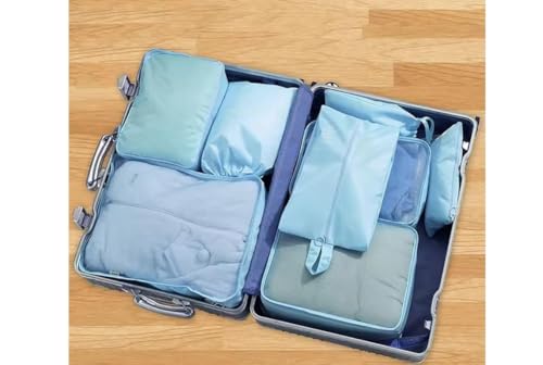 Sprqcart Polyester 7 Set Travel Organizer Bag 3 Packing Cubes + 3 Pouches + 1 Toiletry Organizer Bag (Skyblue, 27.99 Cm, 11 Cm) 6 41VgeRvXAZL