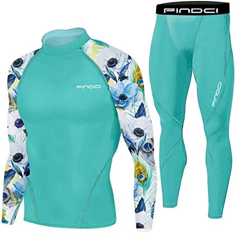 Men's Workout Set Compression Shirt and Pants Top Long Sleeve Sports Tight Base Layer Suit Quick Dry & Moisture-Wicking