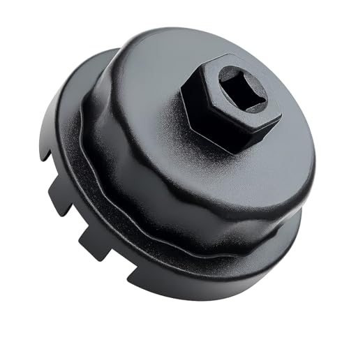 Image of Tuwonwa Oil Filter Wrench, Cap Style Removal Tool, 14 Flute Aluminum Alloy Oil Filter Housing Socket for 2.5L–5.7L Engines, Automotive Oil Change Tool Fits Cartridge Filter Systems