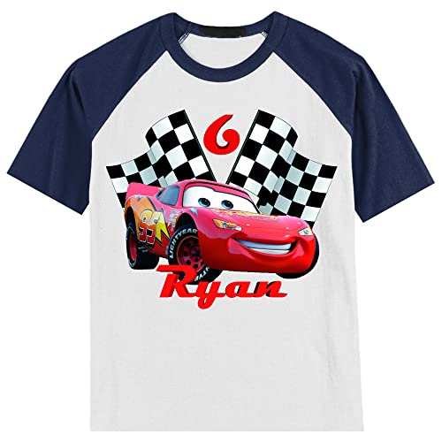 Personalized Race Car Birthday Shirt | Personalized with Name and Age | Unisex Short Sleeve Raglan T-Shirt3