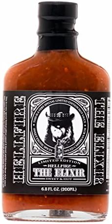 Hellfire The Elixir Hot Sauce, Gourmet, Award-Winning Fruit-Based Sauce, Made with Super Hot Peppers and Caribbean Spiced Rum, 5 oz.