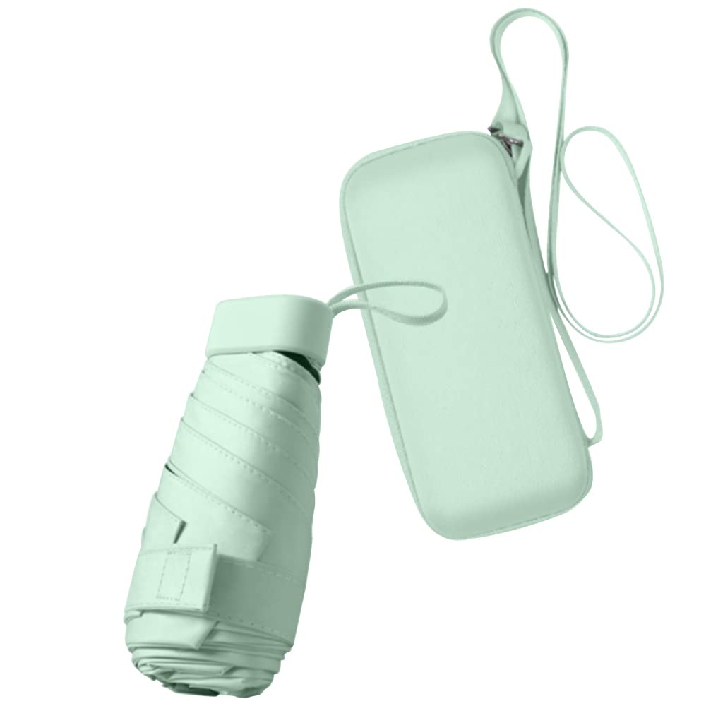 ESUFEIR Mini Travel Sun Umbrella for Purse With Case,Small Compact UV Umbrella Protection Sun,Lightweight Portable Parasol Windproof for Women Men