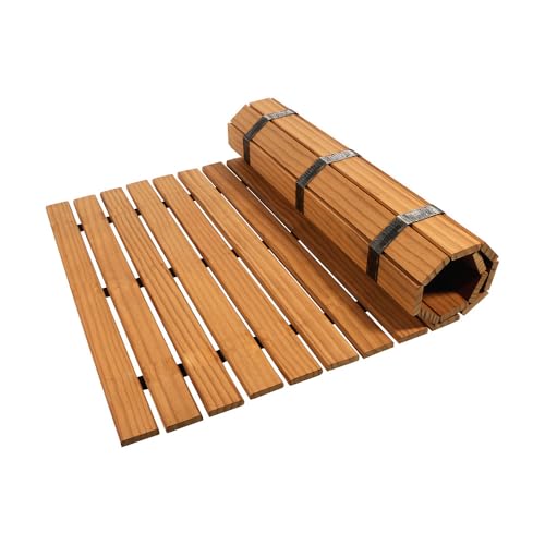 Home Deluxe Saunamatte aus Holz Sanya - Natur I Saunamatte, Saunaunterlage, rutschfeste Saunamatte, Holz Saunamatte, Bambus Saunamatte, hygienische Saunamatte, Saunazubehör, Sauna Bodenmatte,