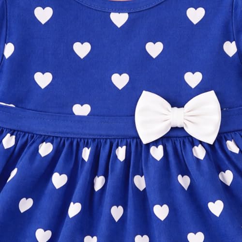 Image of babeezworld Kids Girl Heart Print Frock Dress with Bow | Cute Short Sleeve Summer Dress for Baby Girls Casual Party Outfit (1-5 Years)