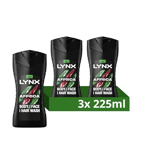 Lynx Men Africa 3-in-1 Hair, Face and Body Wash Shower Gel with mandarin & sandalwood for an all day fresh & clean feel 225 ml, Pack of 3 - Image 2