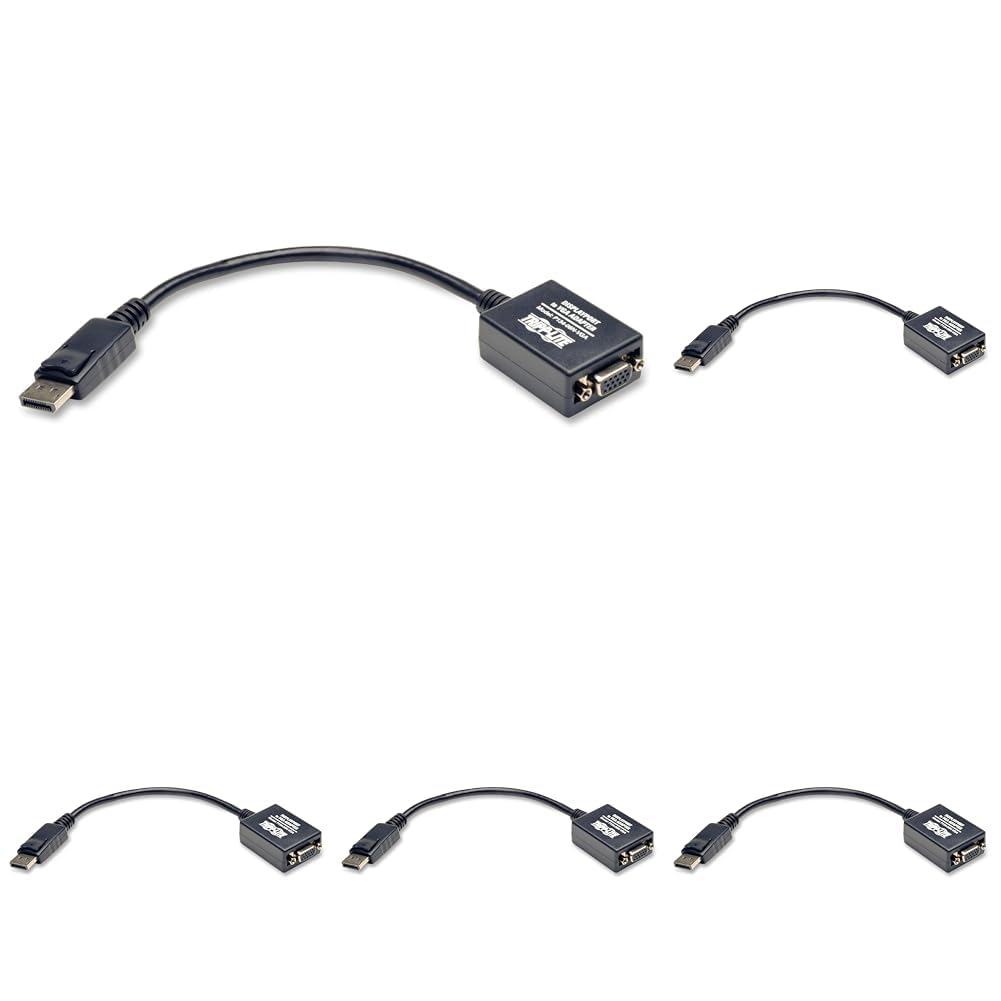 Tripp Lite DisplayPort to VGA Video Adapter, DP to VGA Video Converter, Active Display Adapter (M/F), 6 in. (P134-06N-VGA), Black (Pack of 5)