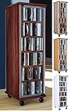 10 variable Einlageböden VCM CD DVD Regal Turm Tower Vitrine Schrank Möbel mit Rollen Drehbar Farbwahl 98 x 31 x 35 cm \