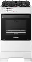 Fogão Esmaltec 4 Bocas Ideal Top Glass Mesa de Vidro Forno 50 Litros Branco T4VAB Bivolt