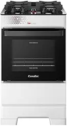 Fogão Esmaltec 4 Bocas Ideal Top Glass Mesa de Vidro Forno 50 Litros Branco T4VAB Bivolt