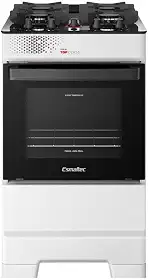 Fogão Esmaltec 4 Bocas Ideal Top Glass Mesa de Vidro Forno 50 Litros Branco T4VAB Bivolt